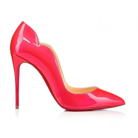 Christian Louboutin Hot Chick 100 Patent Fluo Metal Florida Pink Heel Pump 36.5 - Picture 3 of 12
